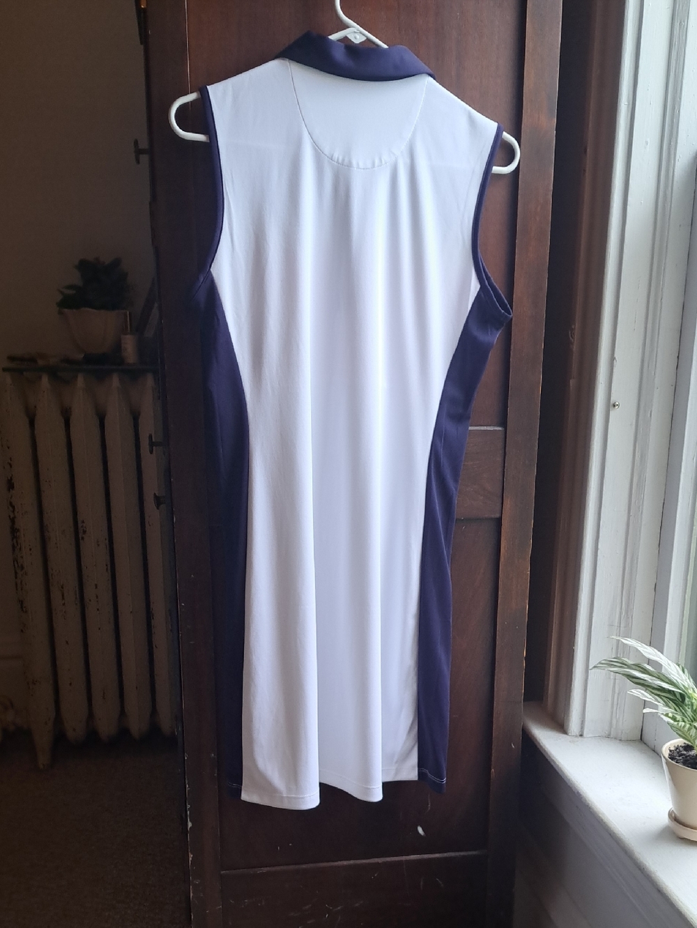 Callaway Woman's Size Med  White Stripe  Polo Top with Navy Collar Golf Dress - Picture 5 of 5